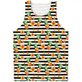 Pineapple And Hibiscus Striped Print Men's Tank Top