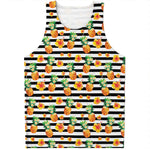 Pineapple And Hibiscus Striped Print Men's Tank Top