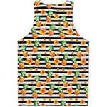 Pineapple And Hibiscus Striped Print Men's Tank Top