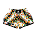 Pineapple And Hibiscus Striped Print Muay Thai Boxing Shorts