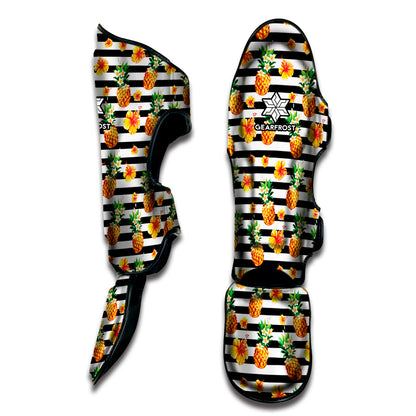 Pineapple And Hibiscus Striped Print Muay Thai Shin Guard