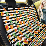 Pineapple And Hibiscus Striped Print Pet Car Back Seat Cover