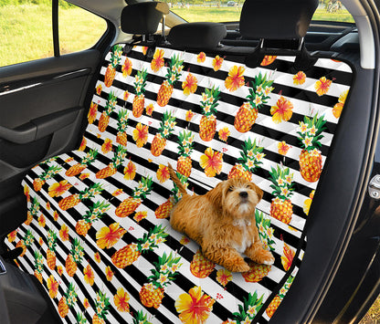 Pineapple And Hibiscus Striped Print Pet Car Back Seat Cover