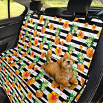 Pineapple And Hibiscus Striped Print Pet Car Back Seat Cover