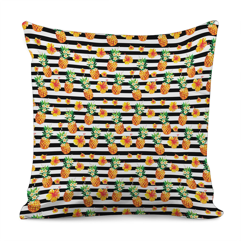 Pineapple And Hibiscus Striped Print Pillow Cover