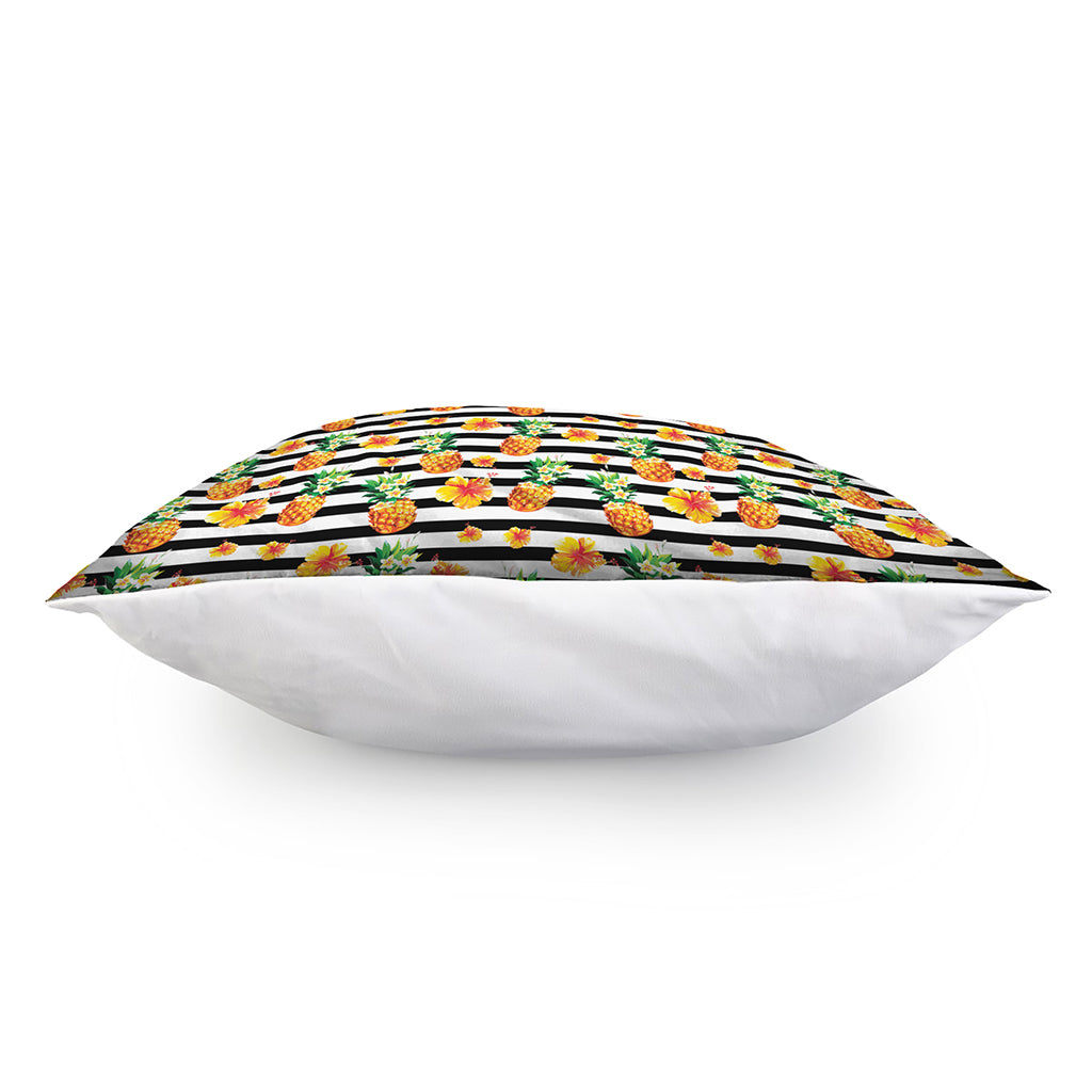 Pineapple And Hibiscus Striped Print Pillow Cover