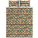 Pineapple And Hibiscus Striped Print Quilt Bed Set