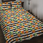 Pineapple And Hibiscus Striped Print Quilt Bed Set