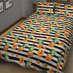 Pineapple And Hibiscus Striped Print Quilt Bed Set