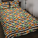 Pineapple And Hibiscus Striped Print Quilt Bed Set