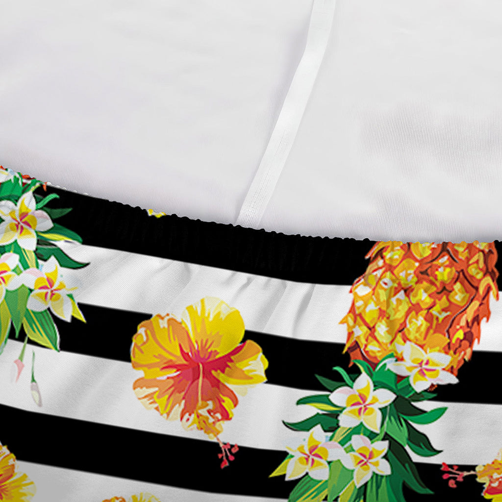 Pineapple And Hibiscus Striped Print Sofa Cover