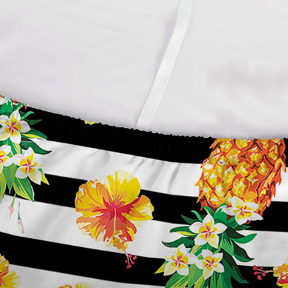 Pineapple And Hibiscus Striped Print Sofa Cover