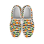 Pineapple And Hibiscus Striped Print White Slip On Shoes