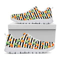 Pineapple And Hibiscus Striped Print White Running Shoes