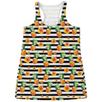 Pineapple And Hibiscus Striped Print Women's Racerback Tank Top