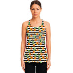 Pineapple And Hibiscus Striped Print Women's Racerback Tank Top