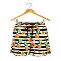 Pineapple And Hibiscus Striped Print Women's Shorts