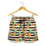 Pineapple And Hibiscus Striped Print Women's Shorts