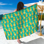 Pineapple Emoji Pattern Print Beach Sarong Wrap