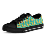 Pineapple Emoji Pattern Print Black Low Top Shoes