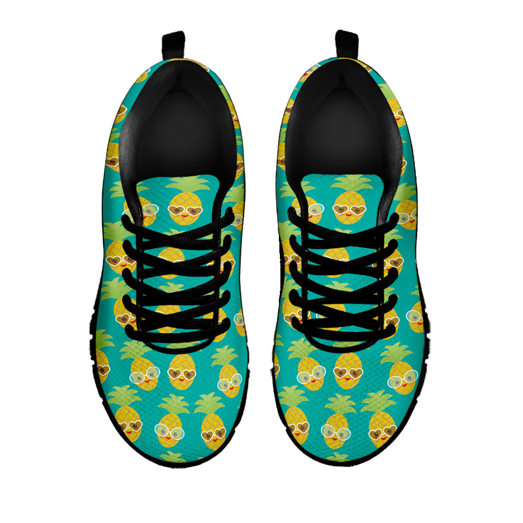 Pineapple Emoji Pattern Print Black Sneakers