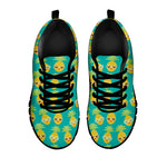 Pineapple Emoji Pattern Print Black Sneakers