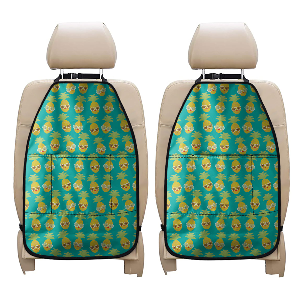 Pineapple Emoji Pattern Print Car Seat Organizers