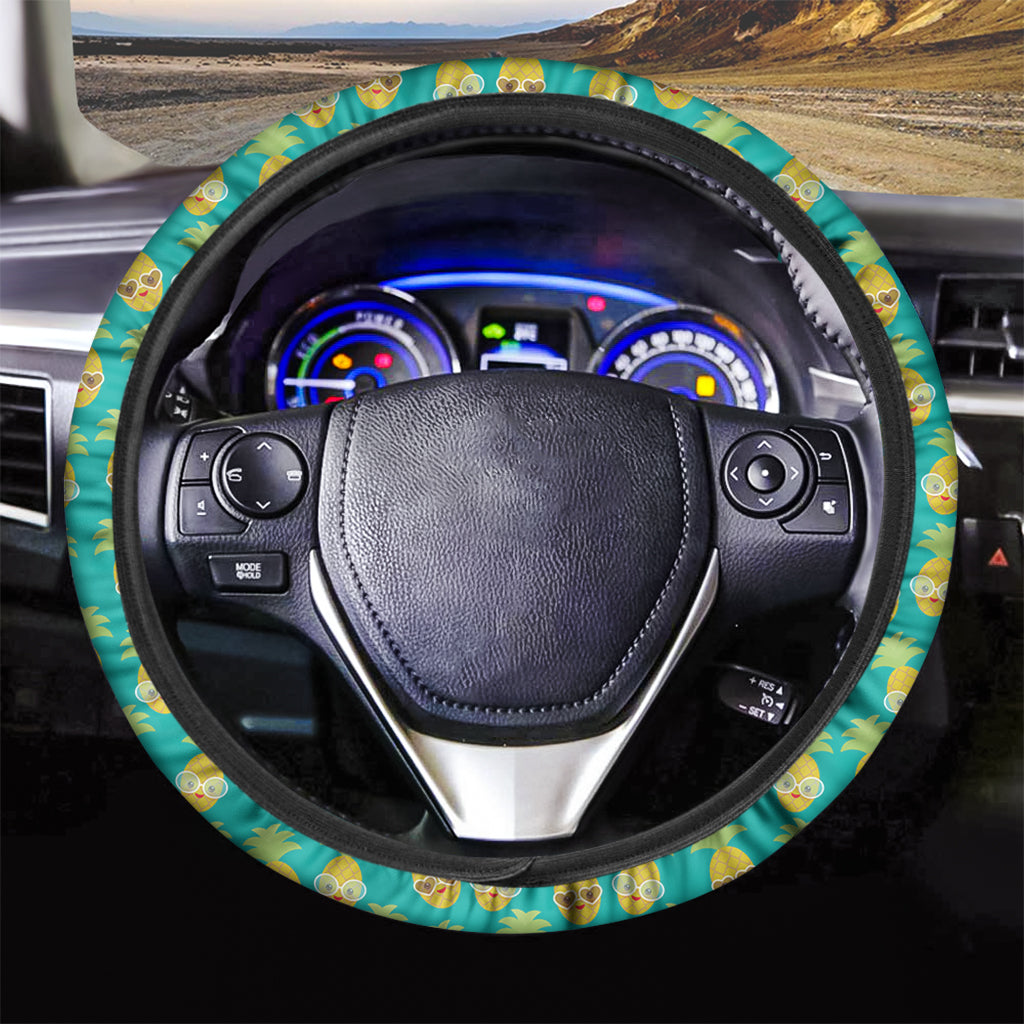 Pineapple Emoji Pattern Print Car Steering Wheel Cover