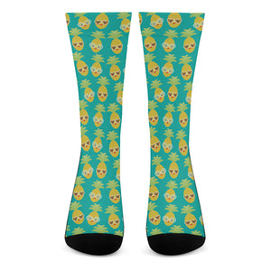 Pineapple Emoji Pattern Print Crew Socks