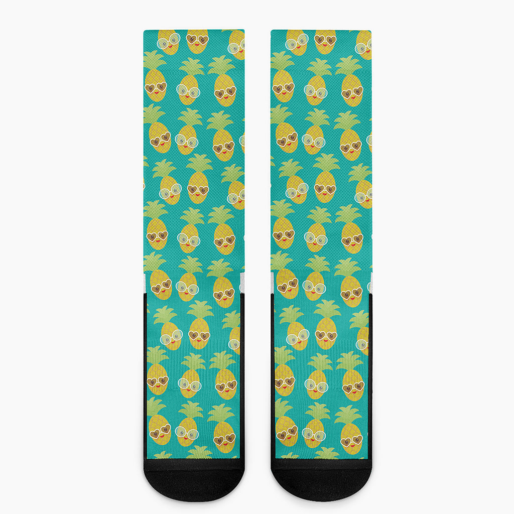 Pineapple Emoji Pattern Print Crew Socks