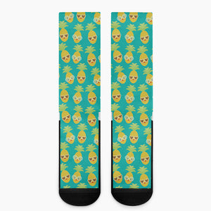 Pineapple Emoji Pattern Print Crew Socks