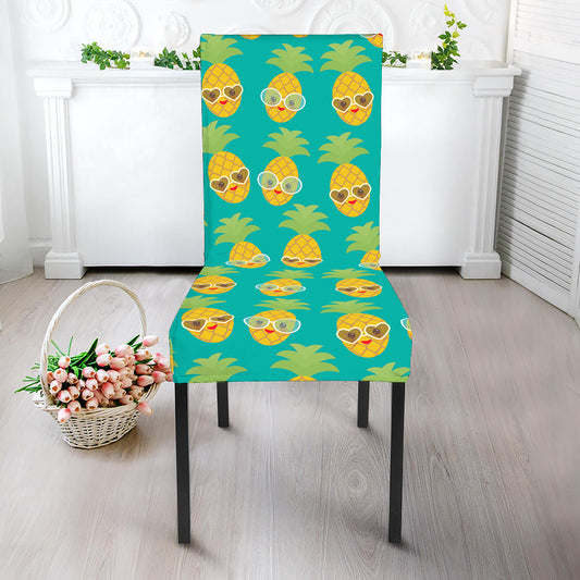 Pineapple Emoji Pattern Print Dining Chair Slipcover