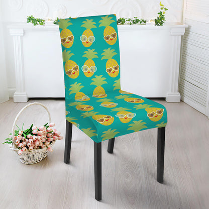 Pineapple Emoji Pattern Print Dining Chair Slipcover