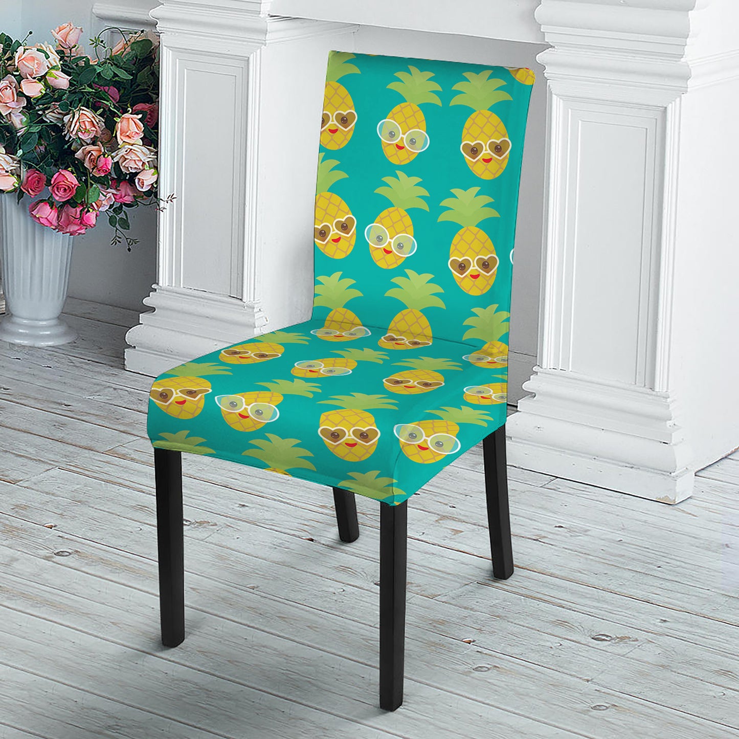 Pineapple Emoji Pattern Print Dining Chair Slipcover