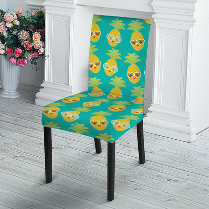 Pineapple Emoji Pattern Print Dining Chair Slipcover