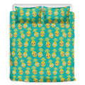 Pineapple Emoji Pattern Print Duvet Cover Bedding Set