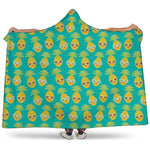Pineapple Emoji Pattern Print Hooded Blanket