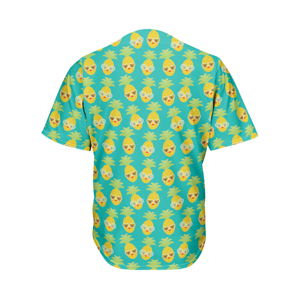 Pineapple Emoji Pattern Print Men's Baseball Jersey