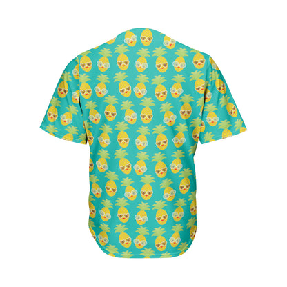 Pineapple Emoji Pattern Print Men's Baseball Jersey