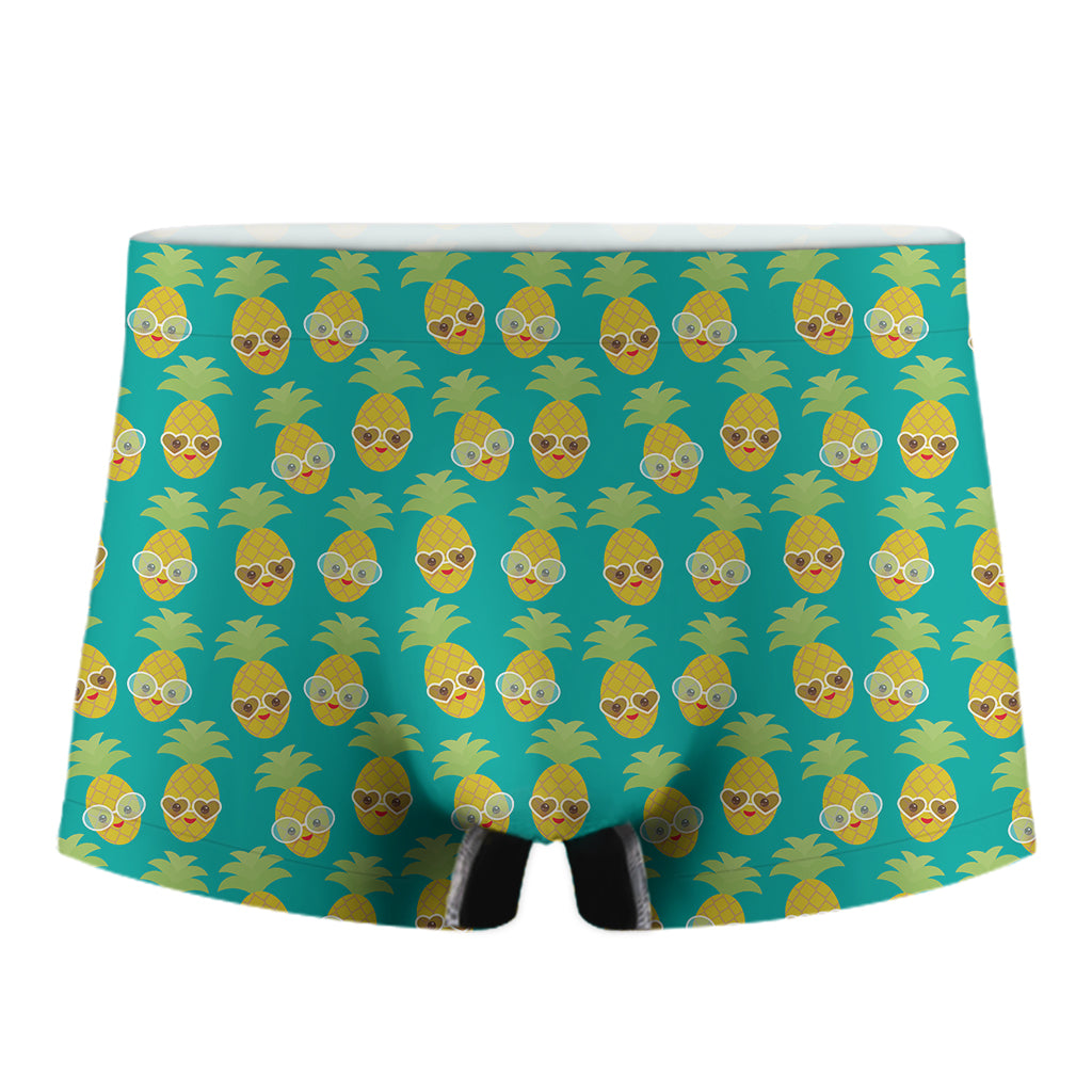 Pineapple Emoji Pattern Print Men's Boxer Briefs