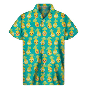 Pineapple Emoji Pattern Print Men's Short Sleeve Shirt