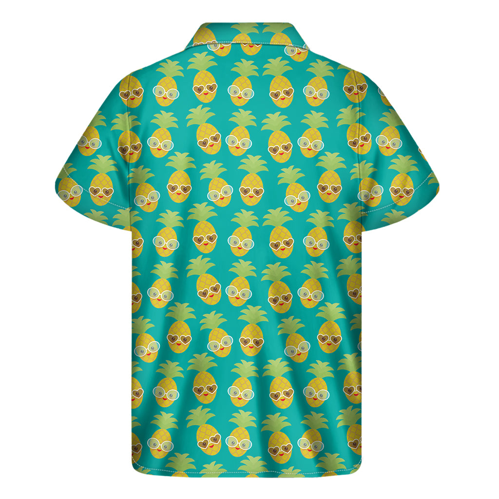 Pineapple Emoji Pattern Print Men's Short Sleeve Shirt