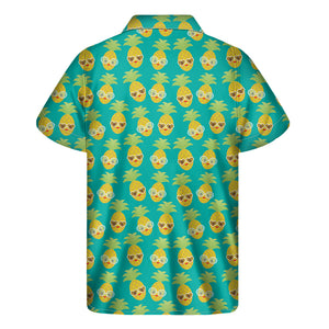 Pineapple Emoji Pattern Print Men's Short Sleeve Shirt