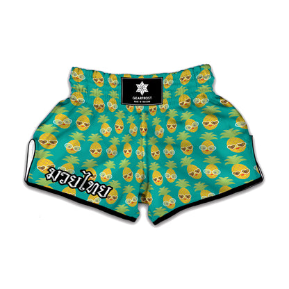 Pineapple Emoji Pattern Print Muay Thai Boxing Shorts