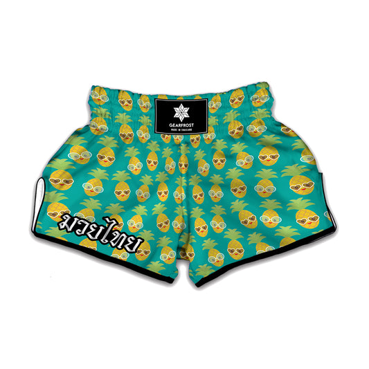 Pineapple Emoji Pattern Print Muay Thai Boxing Shorts