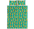 Pineapple Emoji Pattern Print Quilt Bed Set