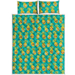 Pineapple Emoji Pattern Print Quilt Bed Set