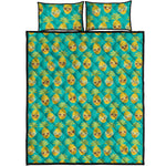 Pineapple Emoji Pattern Print Quilt Bed Set
