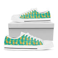 Pineapple Emoji Pattern Print White Low Top Sneakers