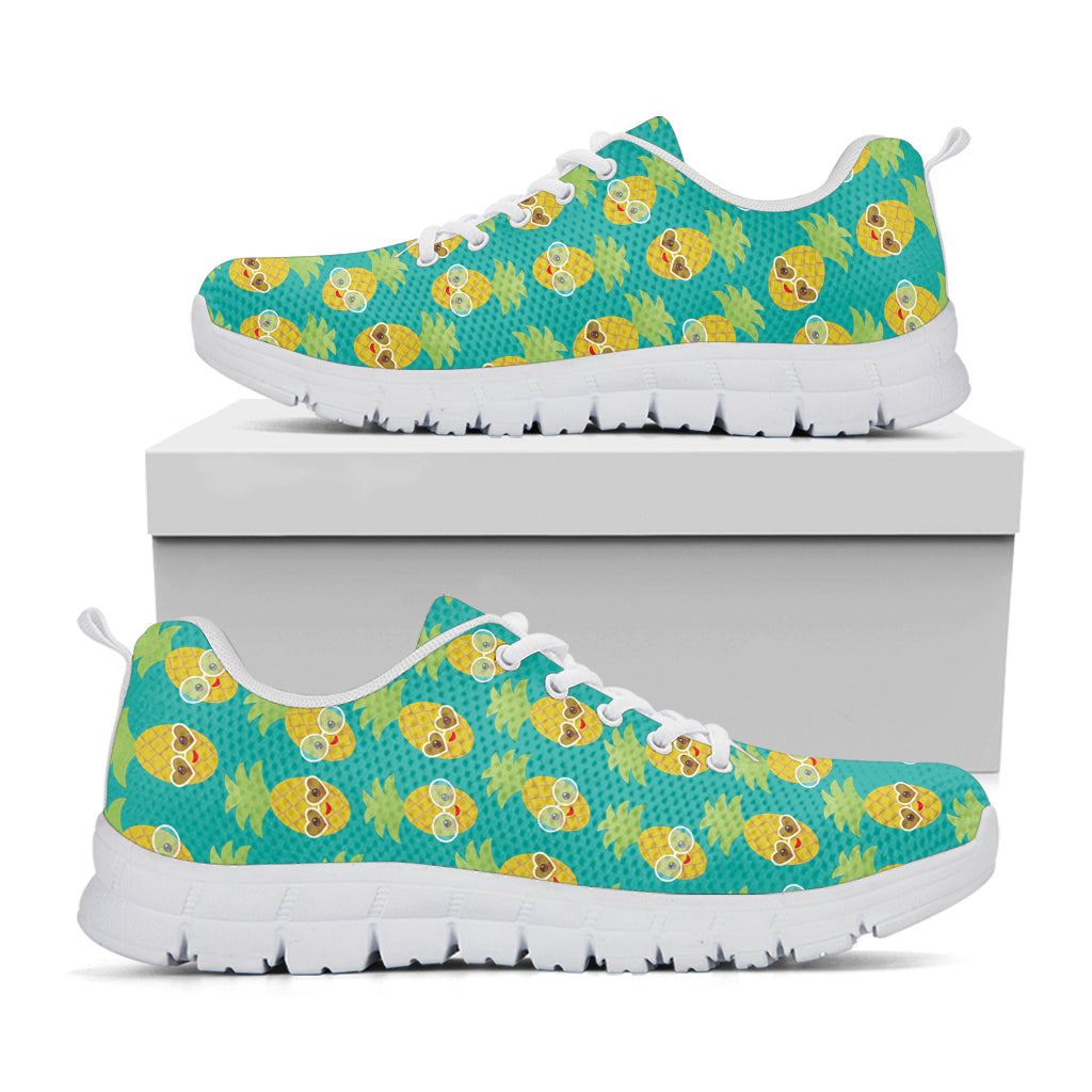 Pineapple Emoji Pattern Print White Sneakers